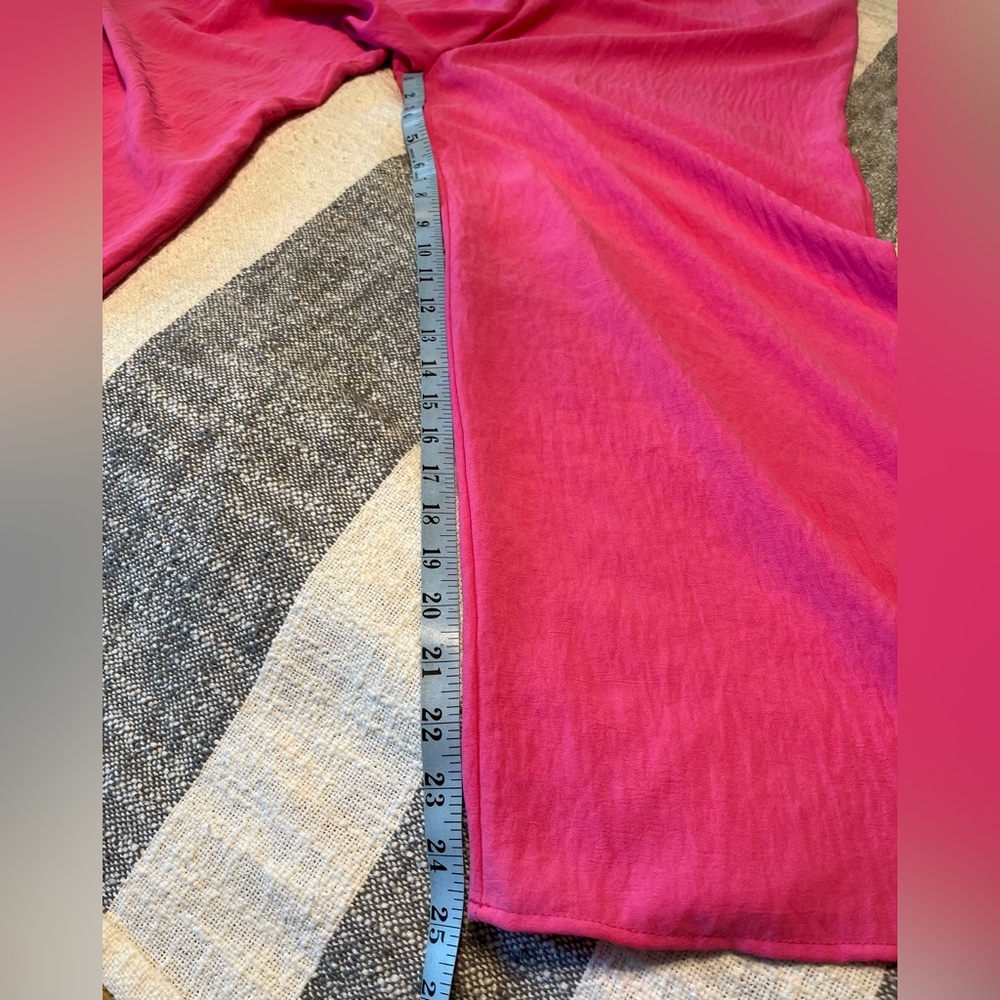 Lovely Melody Pink Wide Leg Overalls Romper SZ L Sleeveless Gauzy Feel - Picture 8 of 12